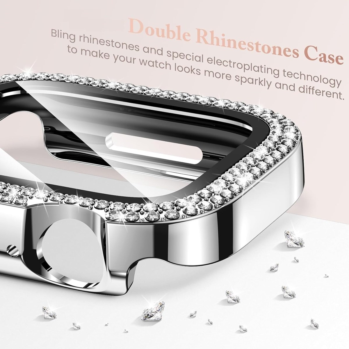 Goton Double-Row Bling Case with Glass for Apple Watch photo 3