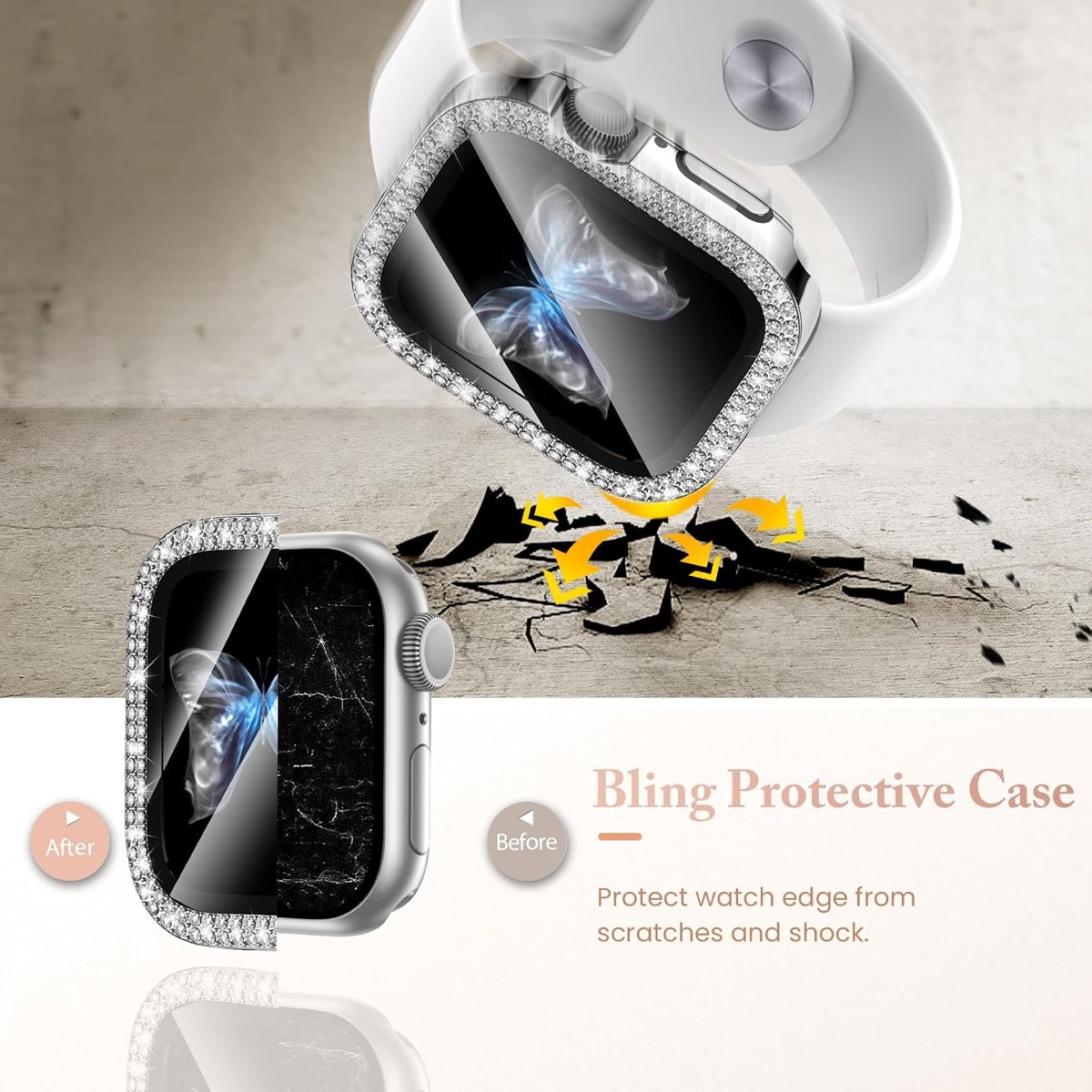 Goton Double-Row Bling Case with Glass for Apple Watch photo 4