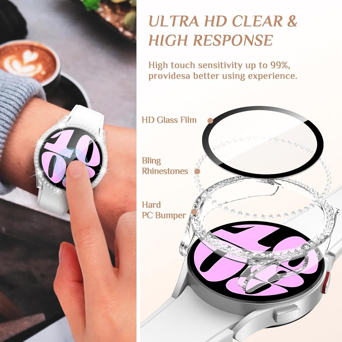 Goton Bling Case with Glass for Galaxy Watch 6 photo 4