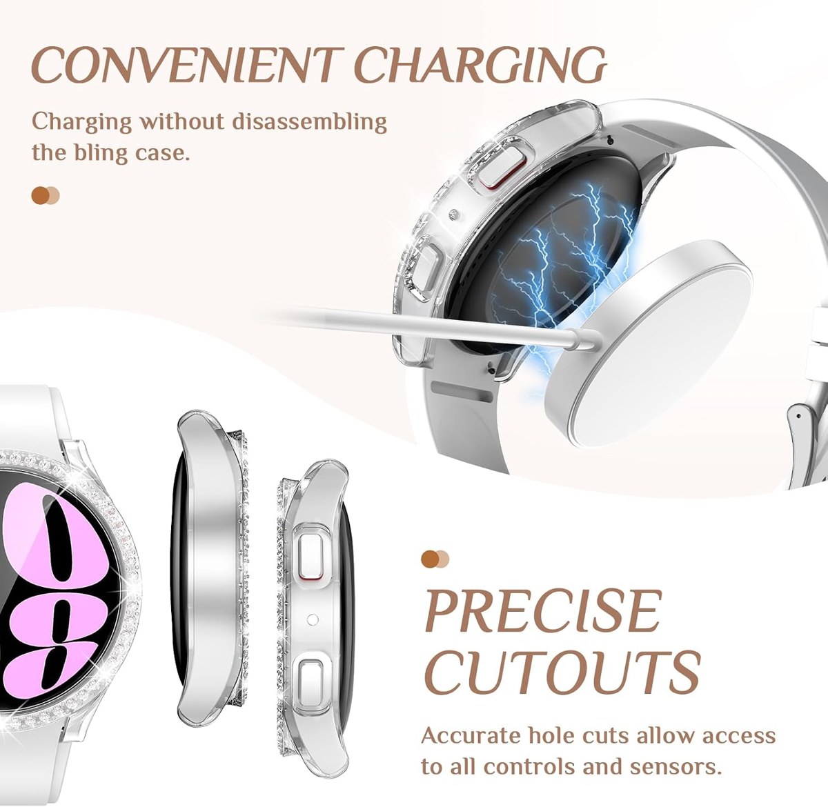 Goton Bling Case with Glass for Galaxy Watch 6 photo 5