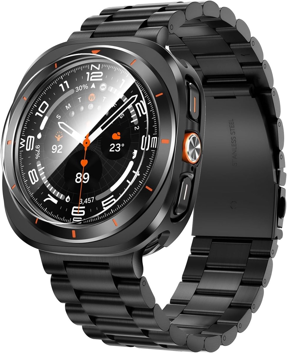 Goton Metal Band & Case Set with Glass for Galaxy Watch Ultra