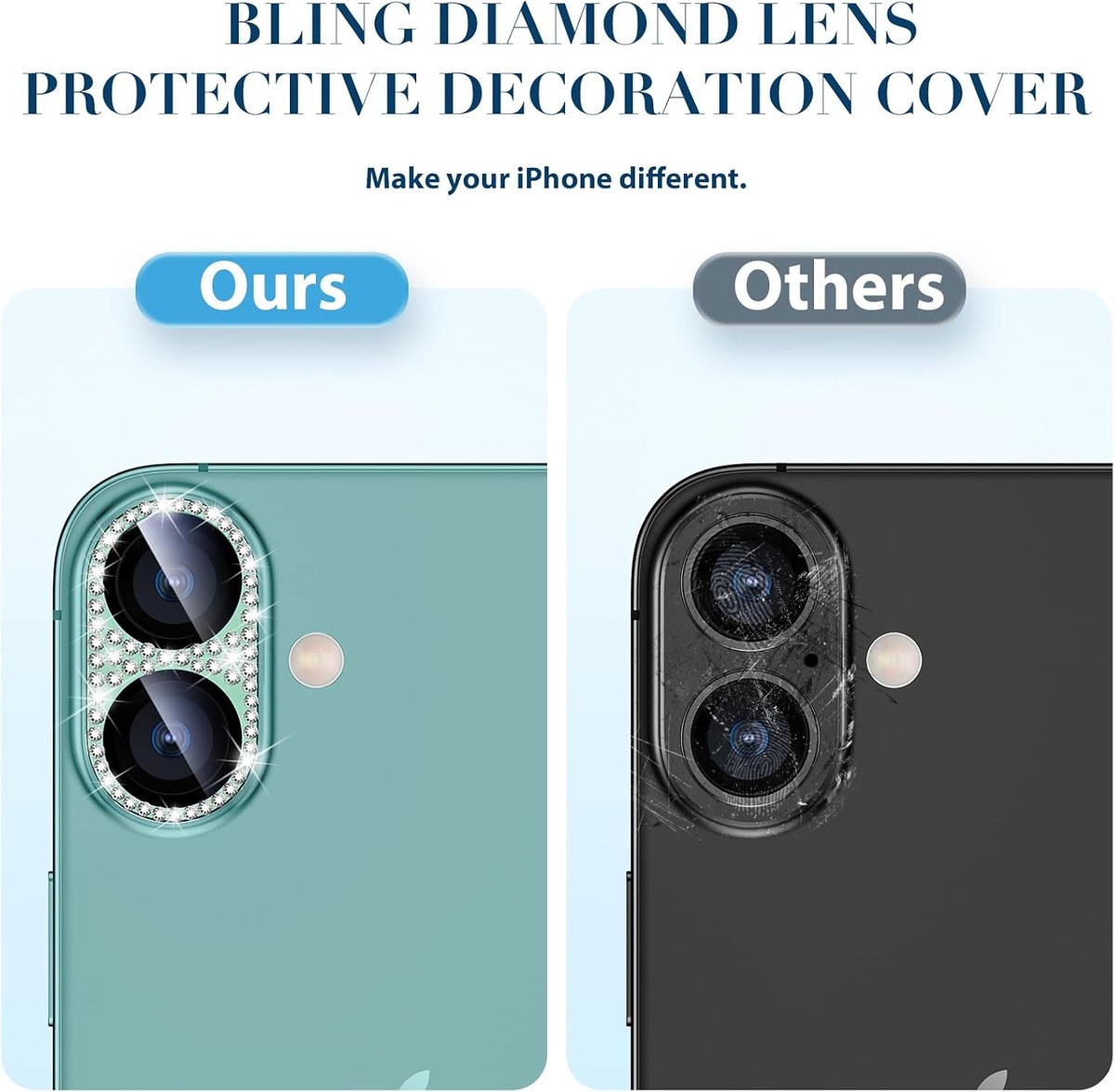 Goton Bling Glitter Lens Protector for iPhone 16 and 15 photo 4